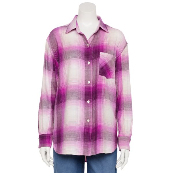 

Маленькая свободная фланелевая кофточка бойфренда Sonoma Goods For Life, цвет dark purple plaid