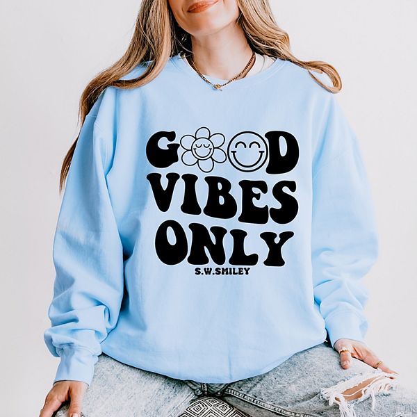 

SWSmiley good vibes only smiley face легкий свитер с покраской в готовом виде Simply Sage Market, Hydrangea