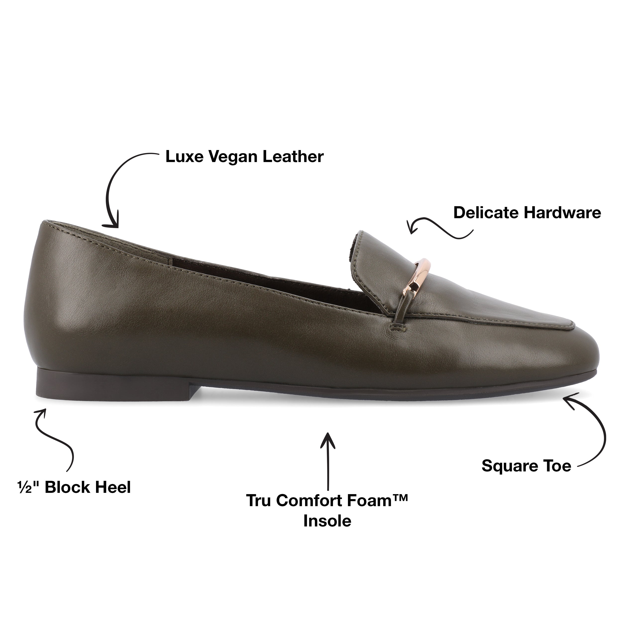 Женские балетки Tru Comfort Foam Wide Wrenn из коллекции Journee, оливковый — фото 4