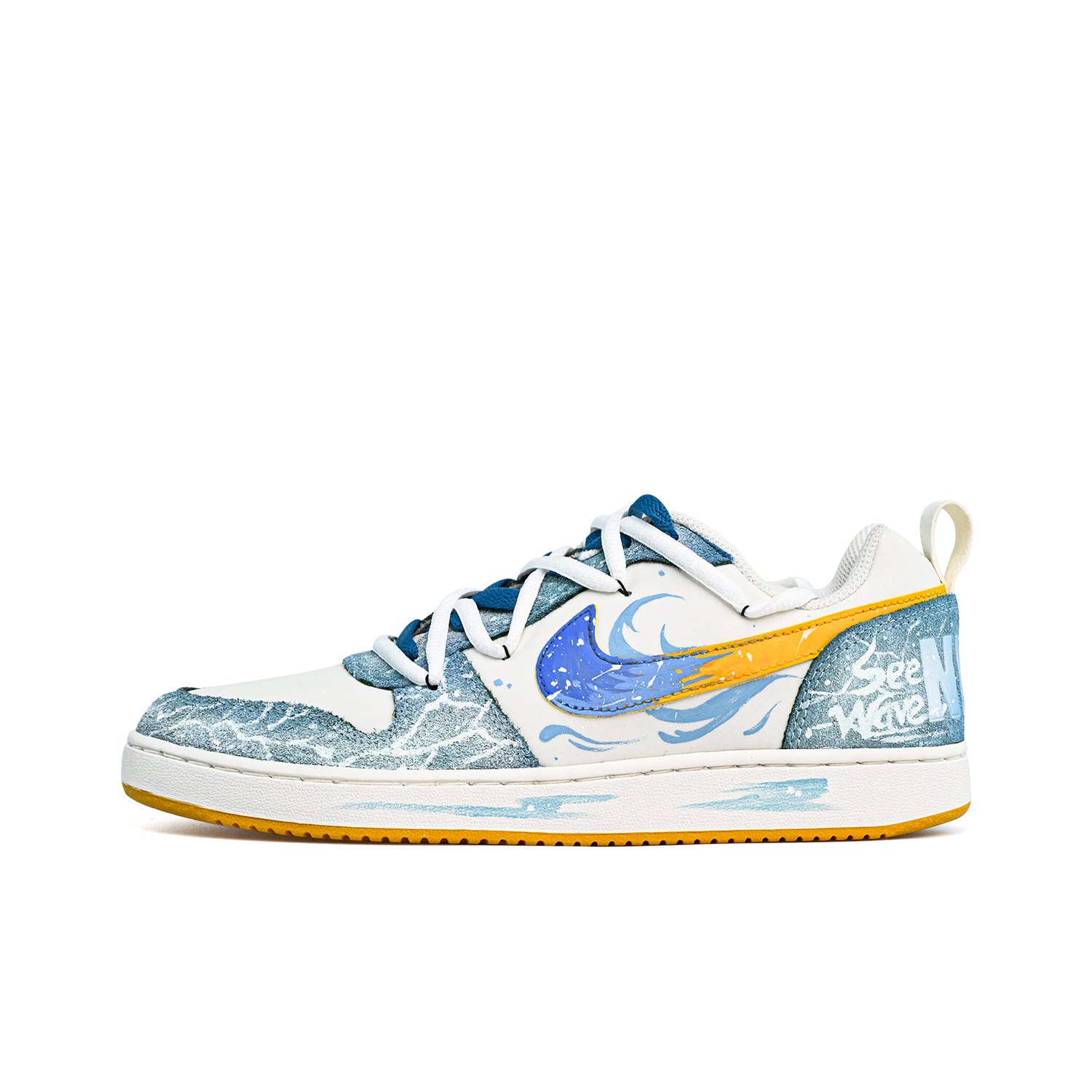 

Nike Кроссовки для скейтбординга Court Borough с амортизацией, устойчивые к истиранию, легкие, низкие, мужские, бело-голубые