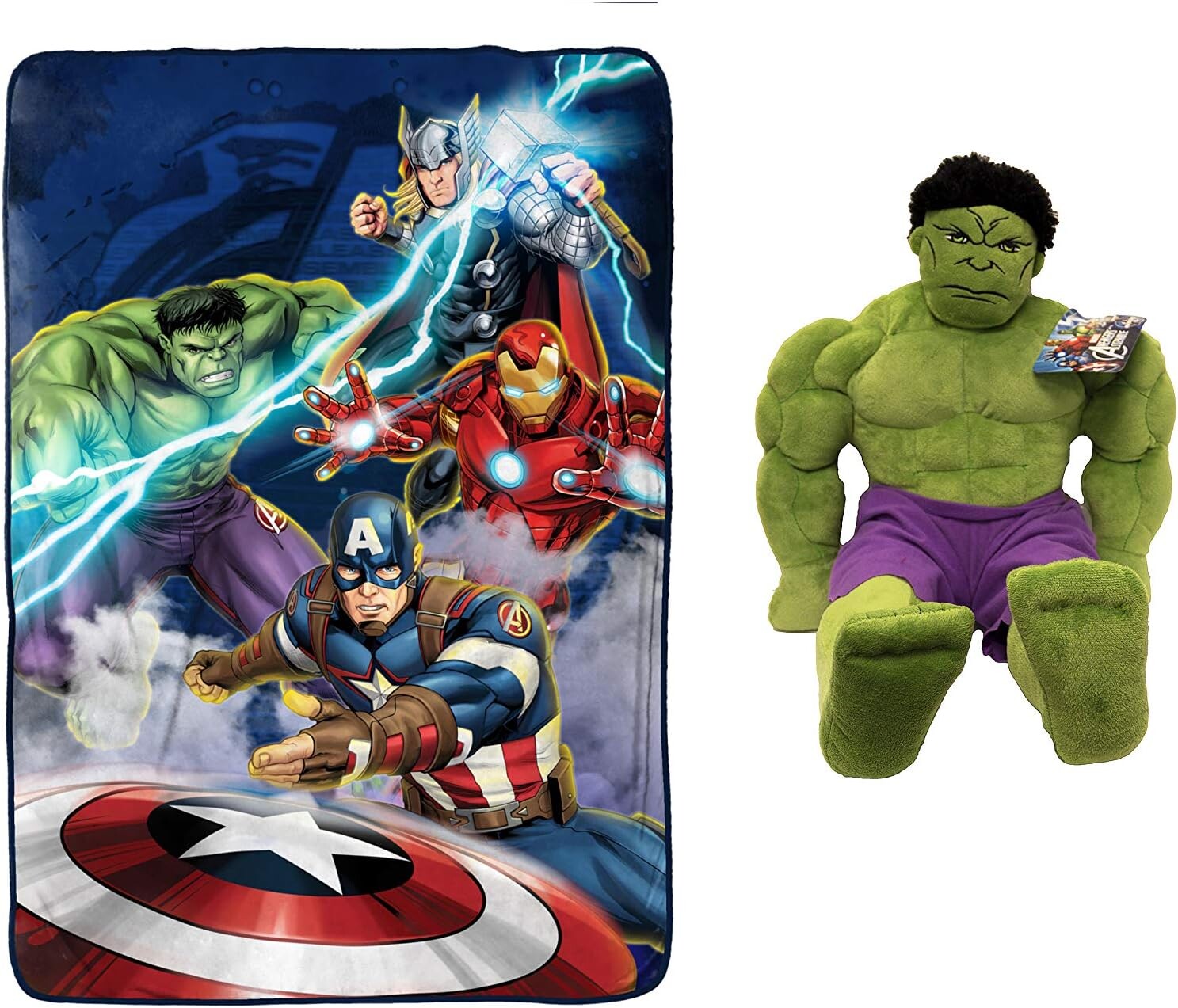 

Одеяло Jay Franco Marvel Avengers Blue Circle, комплект из 2 предметов: одеяло и подушка Buddy