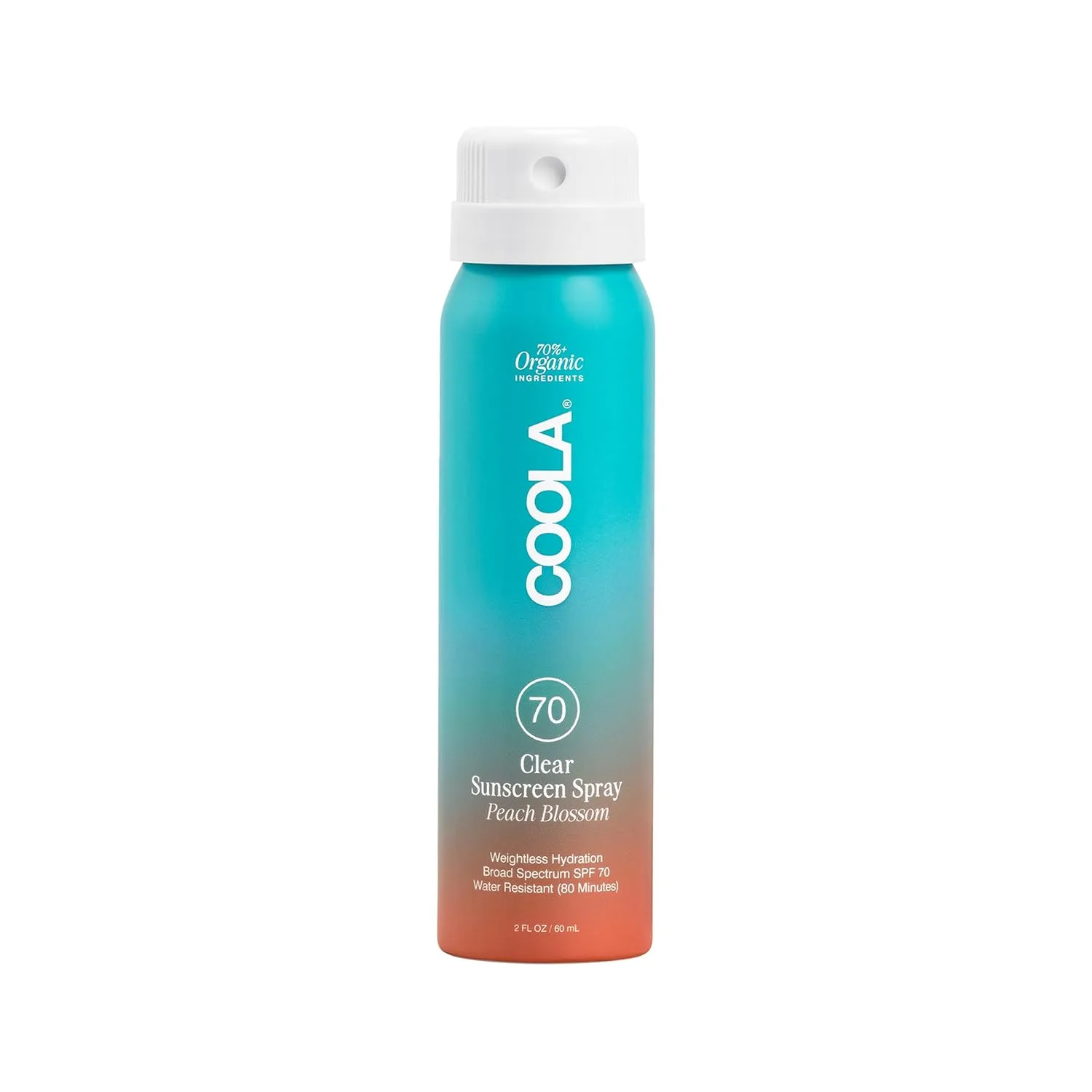 Солнцезащитный спрей COOLA Organic Sunscreen SPF 70, протестирован дерматологами, обеспечивает ежедневную защиту кожи, подходит для веганов и не содержит глютена, аромат персикового цветка. 59 мл (1 шт.)
