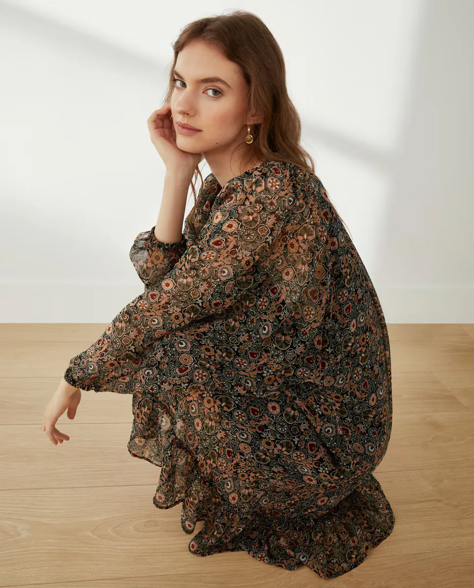 

Короткое платье из жоржета Southern Cotton, черный
