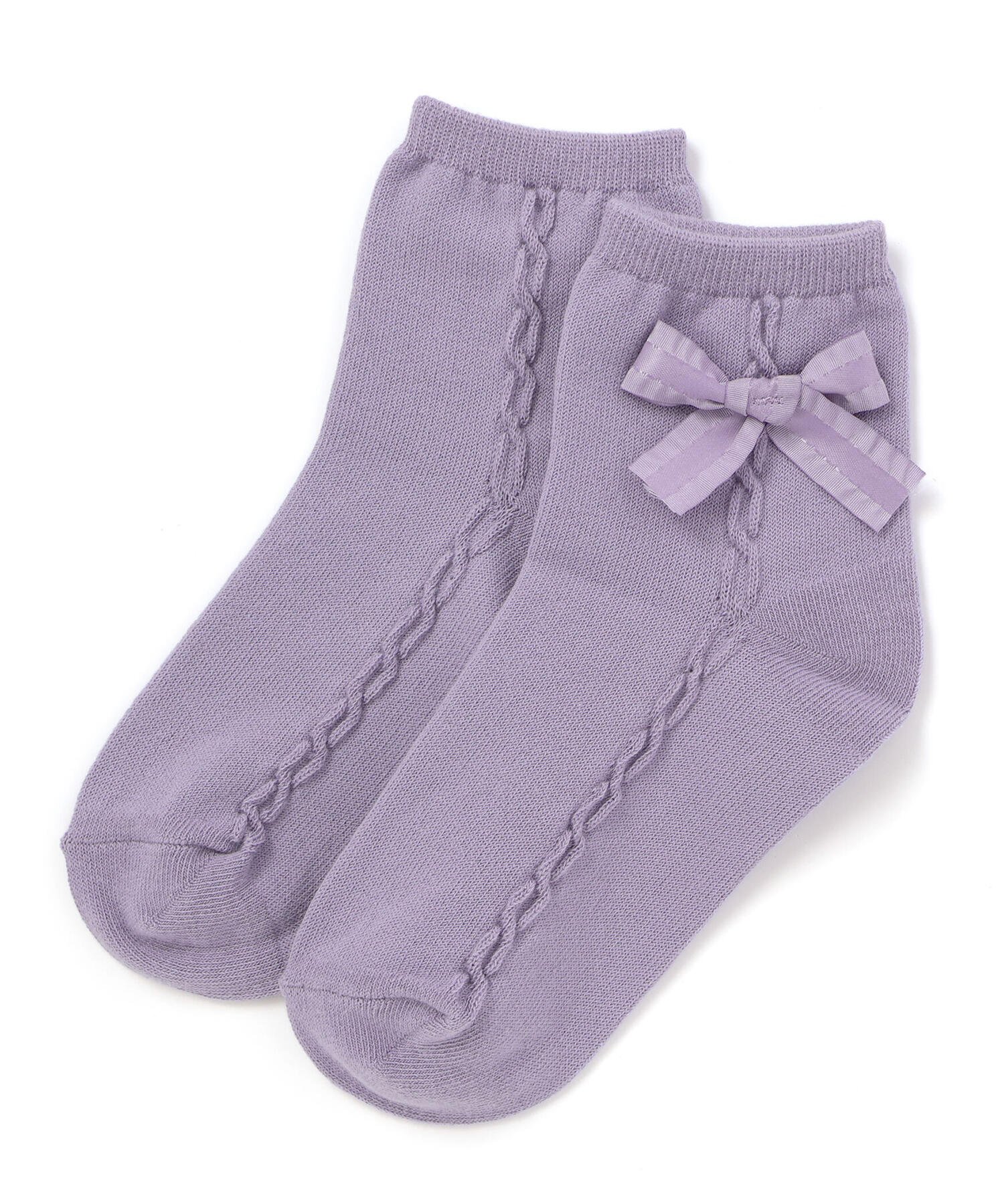 Носки Ribbon Motif Cable Line Crew Socks (11~24 см) BeBe, Purple