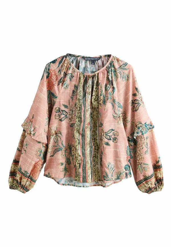 Блузка с объемными рукавами и пуговицами спереди Next, Pink National Trust X Next Floral Print