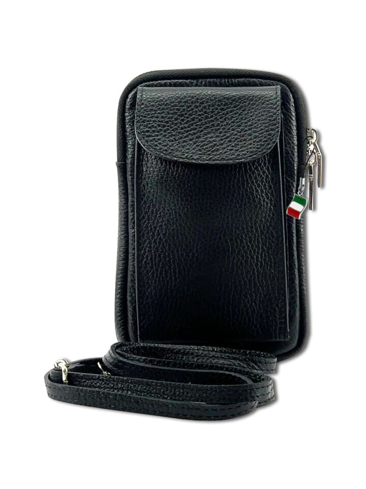 

Наплечная сумка Florence Umhängetasche, Handtasche Leder schwarz ca. 12cm