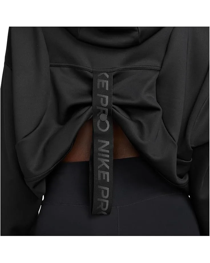 Толстовка Nike Pro Therma-FIT Fleece Hoodie, Black/White — фото 3