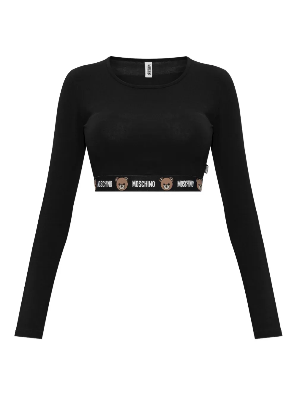 

Топ с длинными рукавами и принтом Тедди Moschino, черный