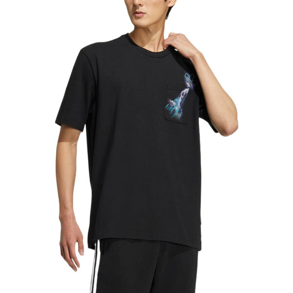 Футболка adidas originals Y2k Tee 3 Casual Gradient Solid Color Pattern Sports Round Neck Pocket Short Sleeve Black, мультиколор — фото 4