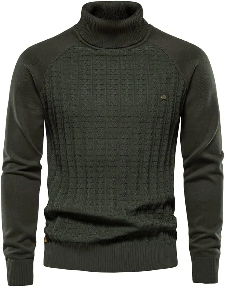 

Мужской водолазка Casual вязаный кабельный пуловер Slim Fit с высоким воротником Voyagile