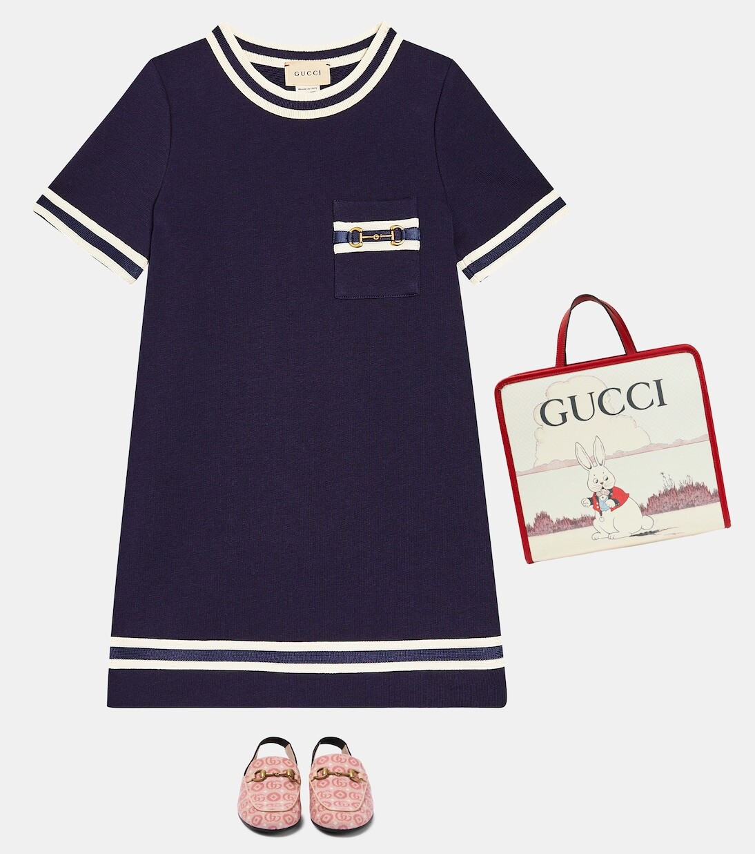 Платье из хлопкового джерси gucci horsebit Gucci Kids, мультиколор — фото 2