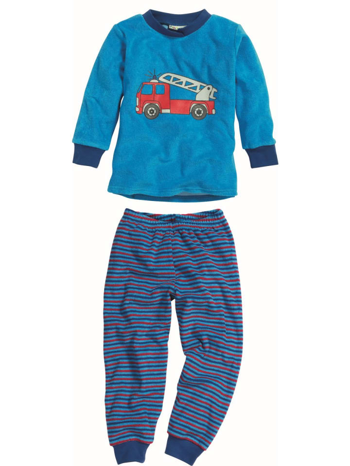 

Playshoes Пижама из махровой ткани с рисунком пожарной машины, синего цвета