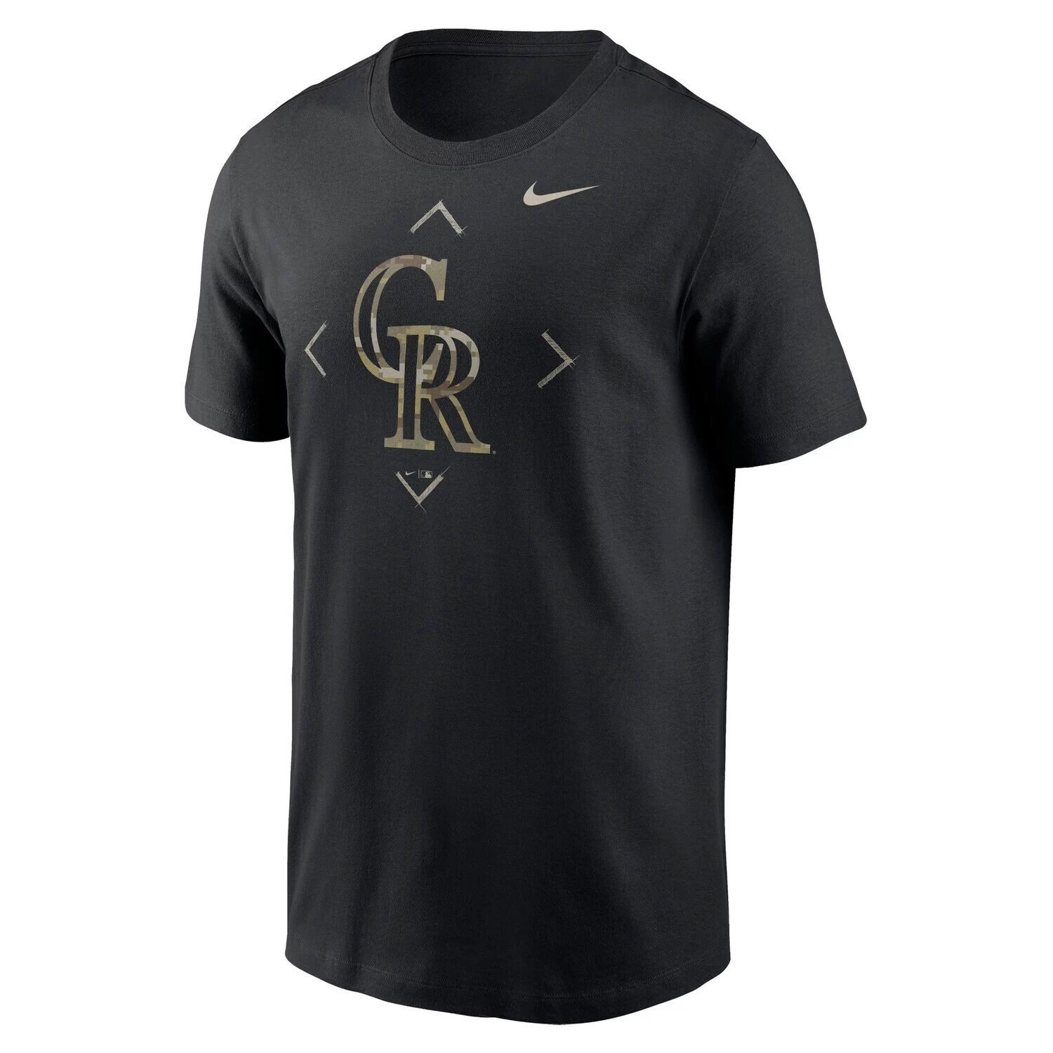 Мужская черная футболка с камуфляжным логотипом Colorado Rockies Nike — фото 2