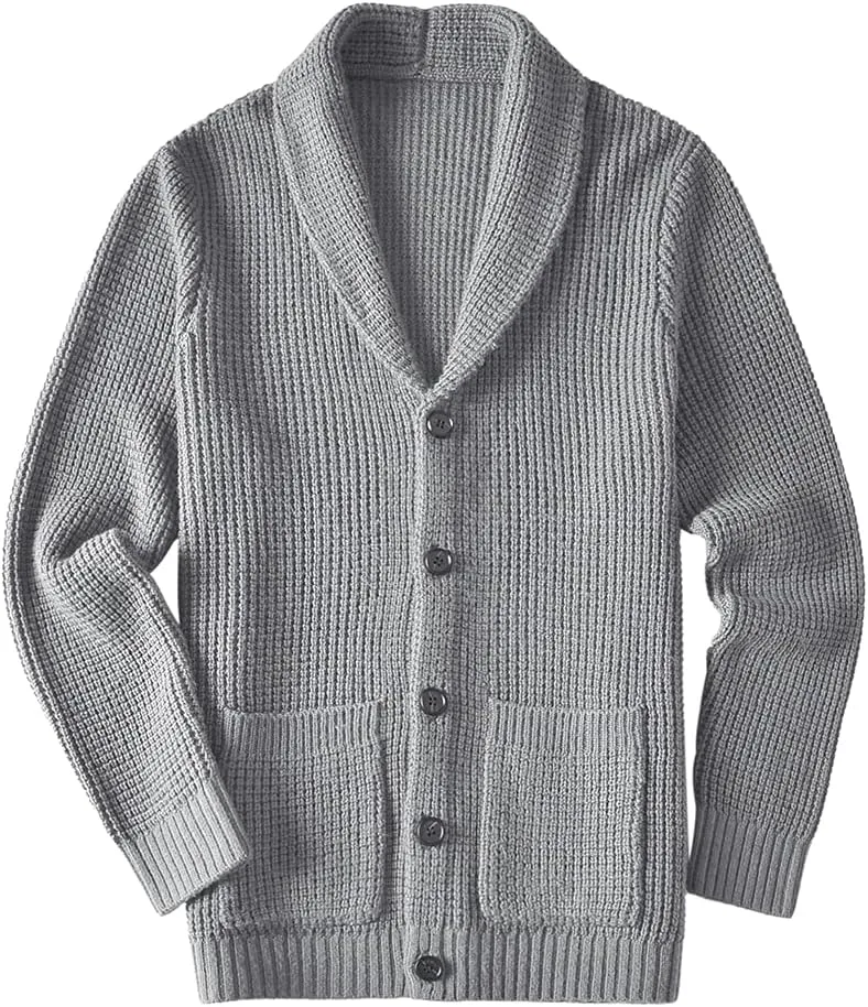 

Мужской кардиган с воротником шаль и карманами ZHILI