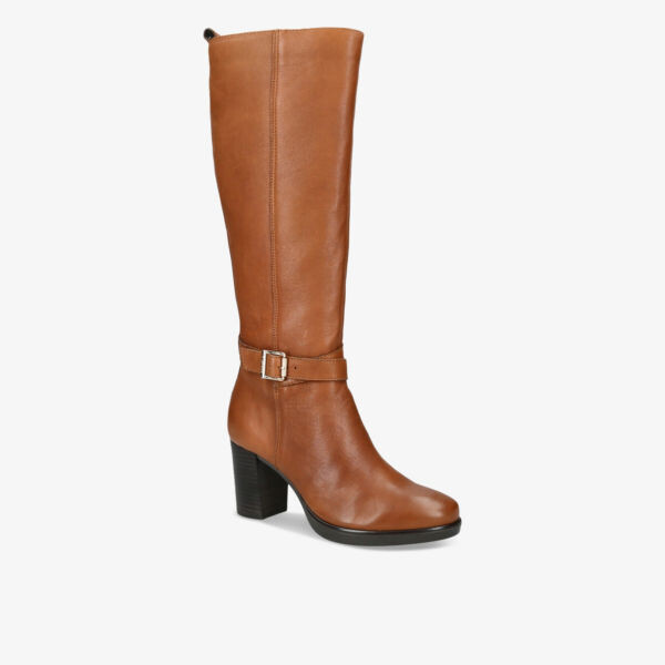 Кожаные сапоги до колена серебристого цвета с двумя пряжками Carvela, цвет tan — фото 2