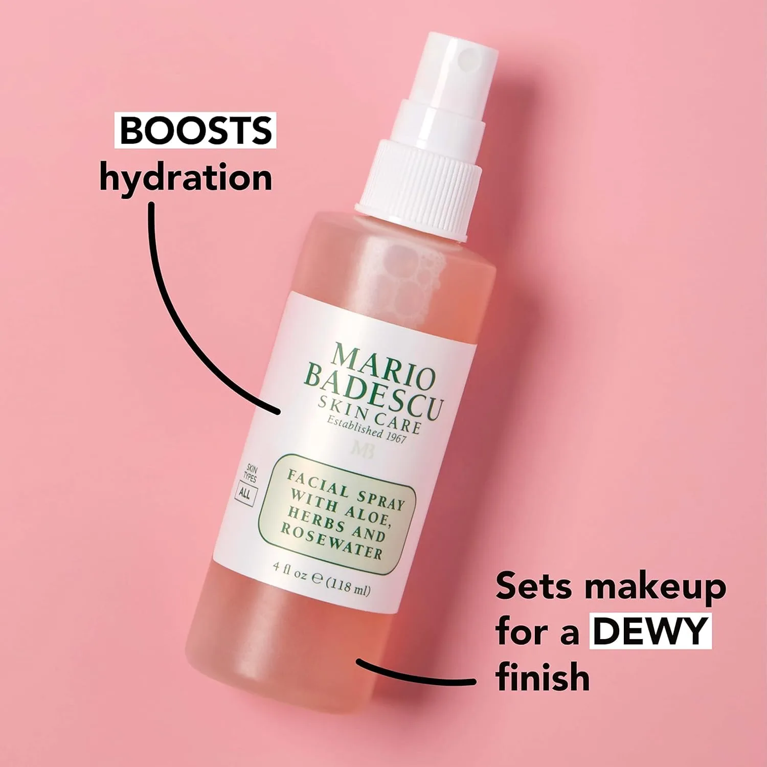 Спрей для лица Mario Badescu с алоэ вера, травами и розовой водой подходит для всех типов кожи, увлажняет, омолаживает и очищает кожу. 237 мл (2 шт.) — фото 3
