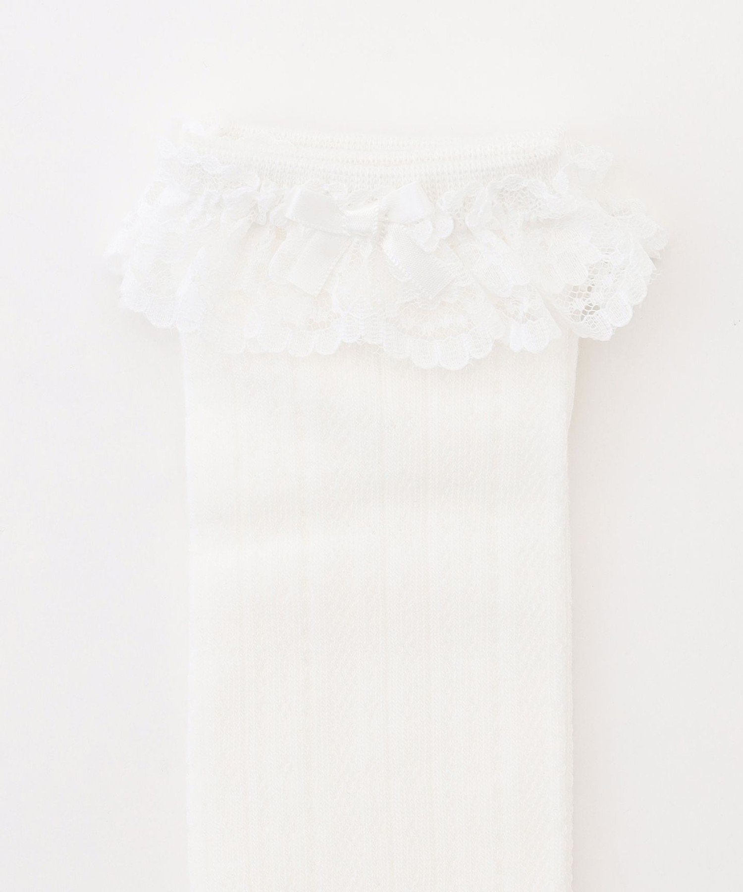 Кружевные высокие носки ANY KIDS, Off-white [001] — фото 3