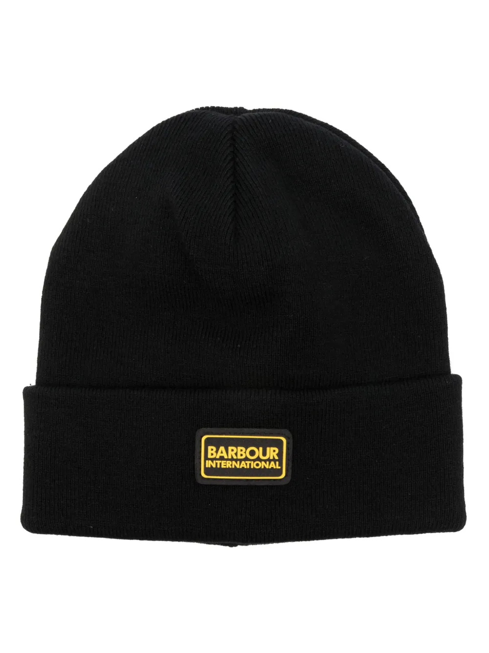 

Шапка бини в рубчик с нашивкой-логотипом Barbour International, черный