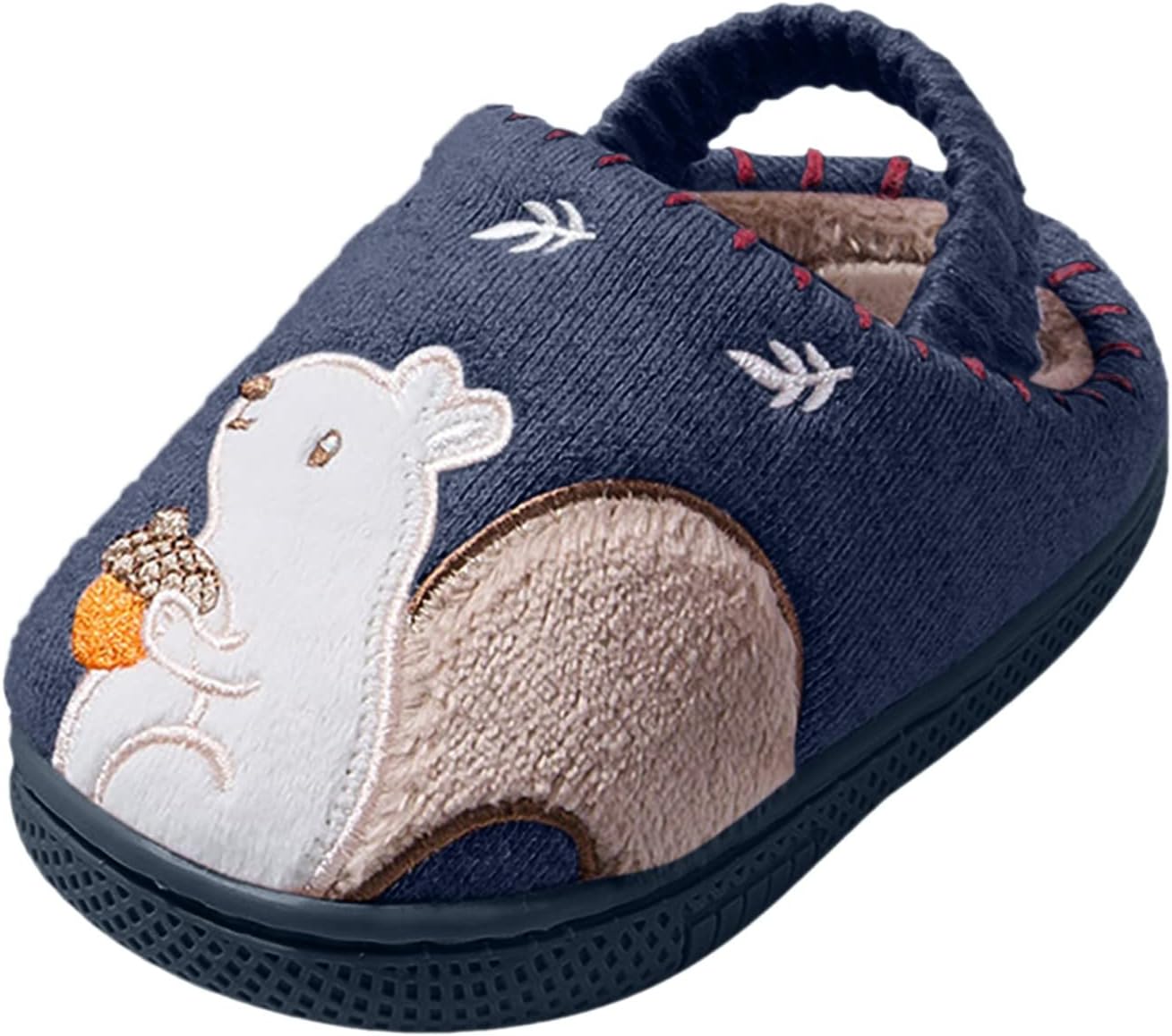 

Домашние тапочки для детей, фланелевые, теплые, для малышей, зимние тапочки с подкладкой, детские тапочки «Белка» Generic, темно-синий