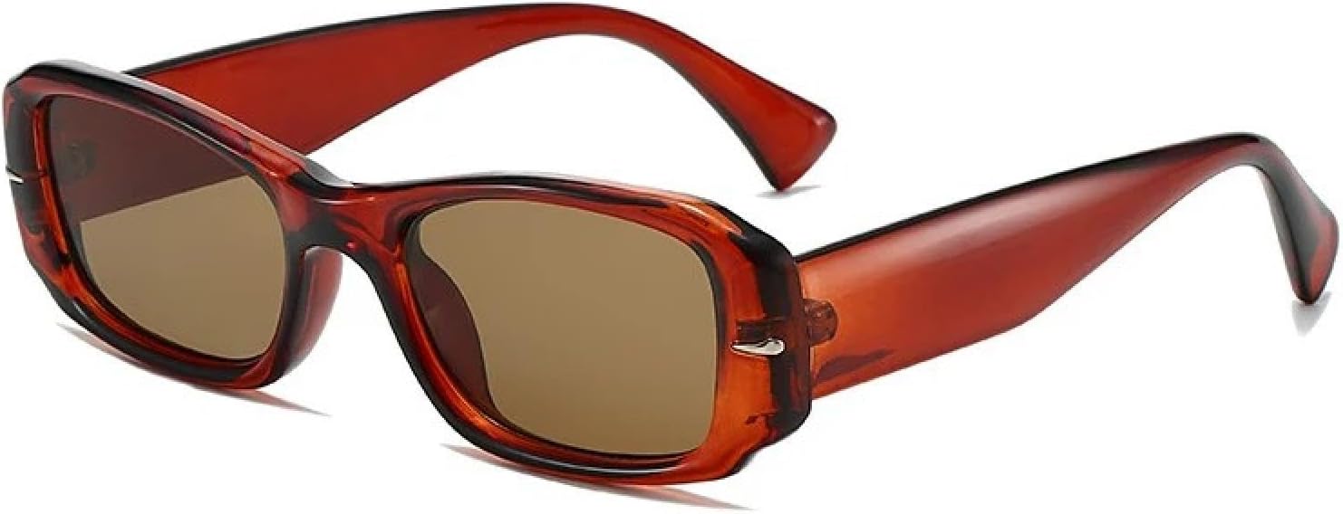 

Популярные модные прямоугольные солнцезащитные очки для женщин в стиле панк с заклепками, градиентной защитой от УФ-излучения, для мужчин в стиле ретро TVTBBVV, Red Brown Tea