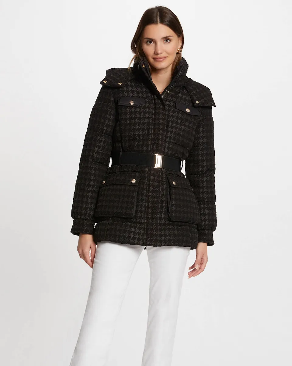 

Женский пуховик с узором «гусиная лапка» Morgan, черный