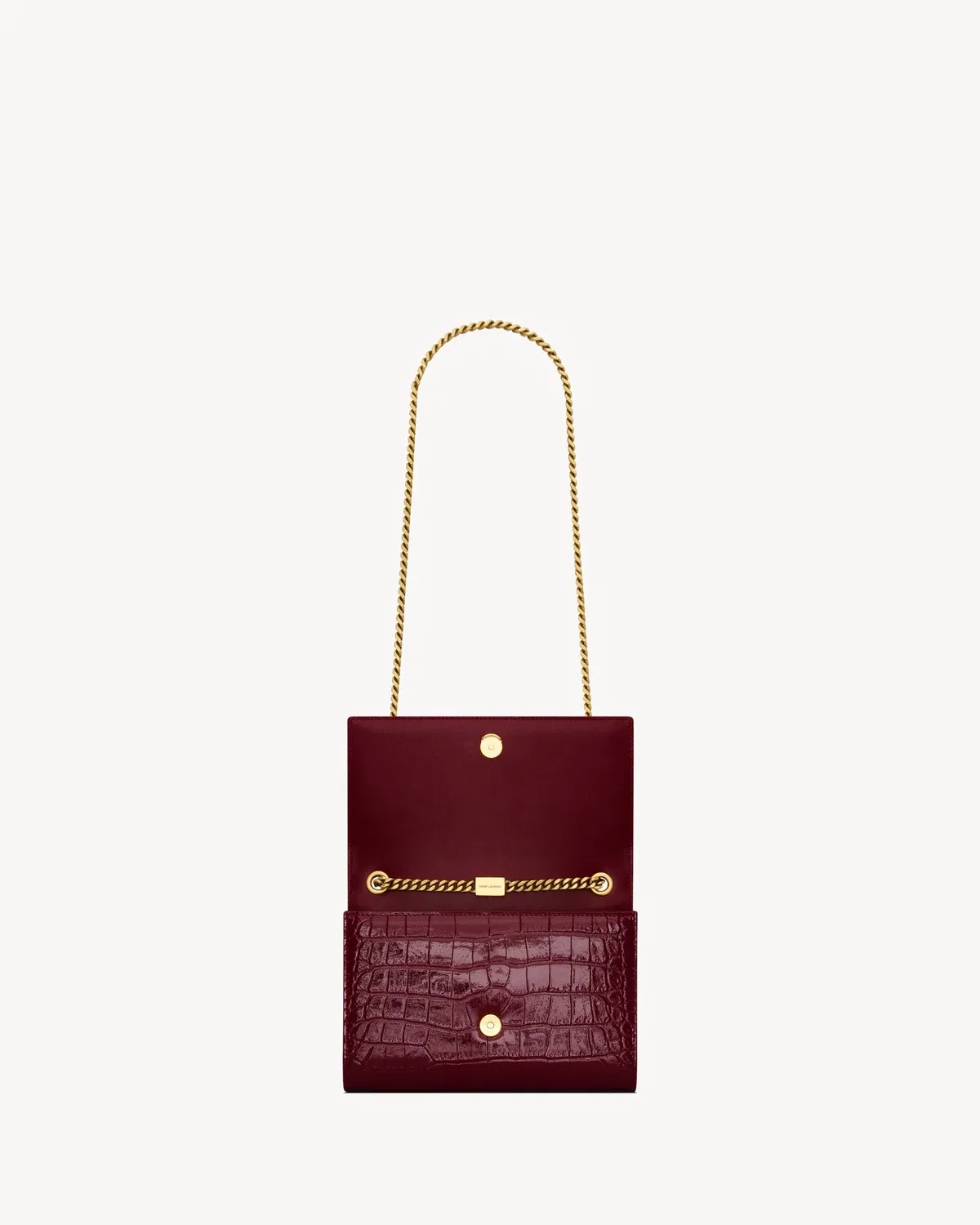 NEW KATE малый из лакированной кожи с тиснением под крокодила SAINT LAURENT, бордовый — фото 4