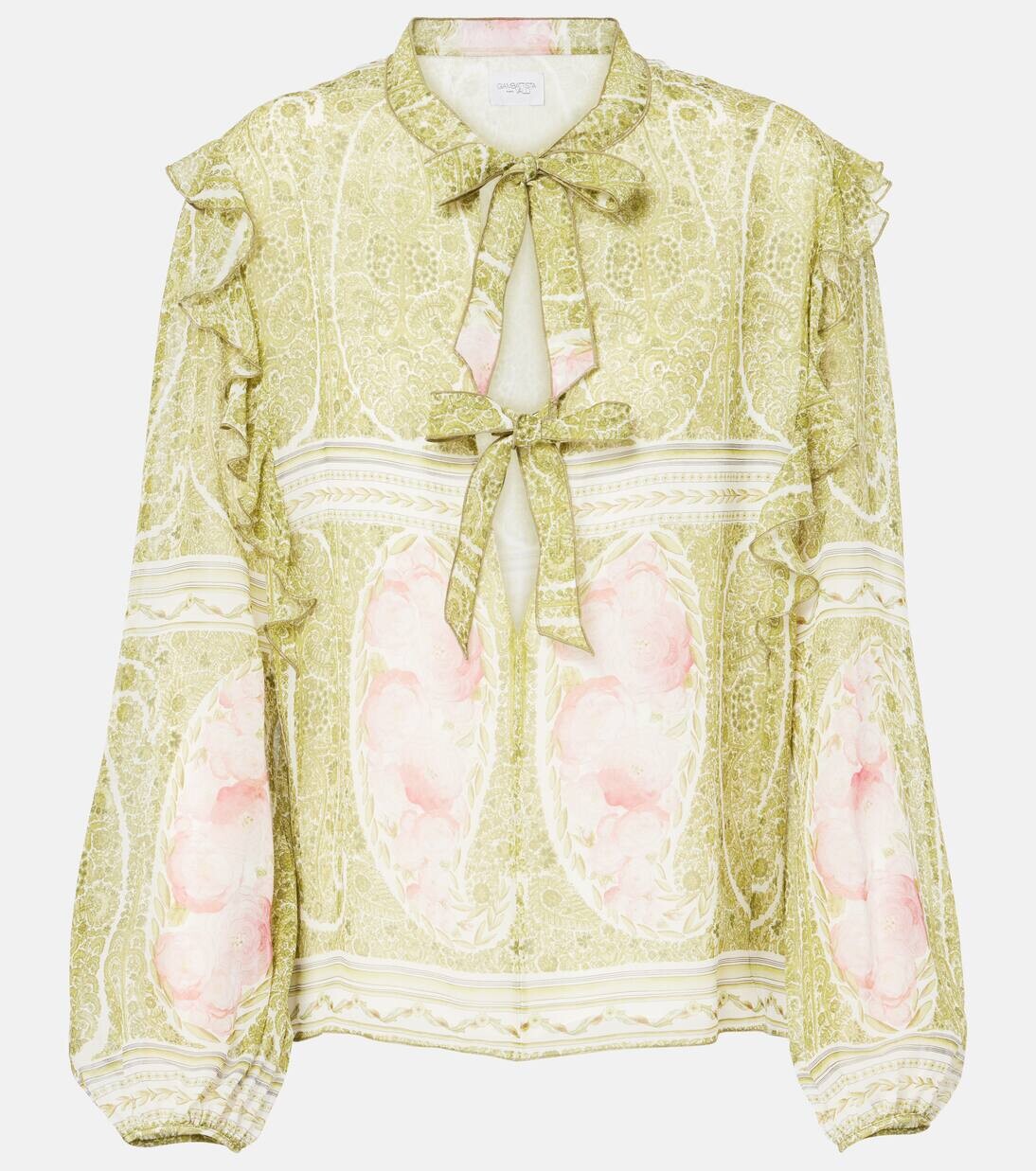 

Блузка из набивного шелкового жоржета Giambattista Valli, цвет green/rose