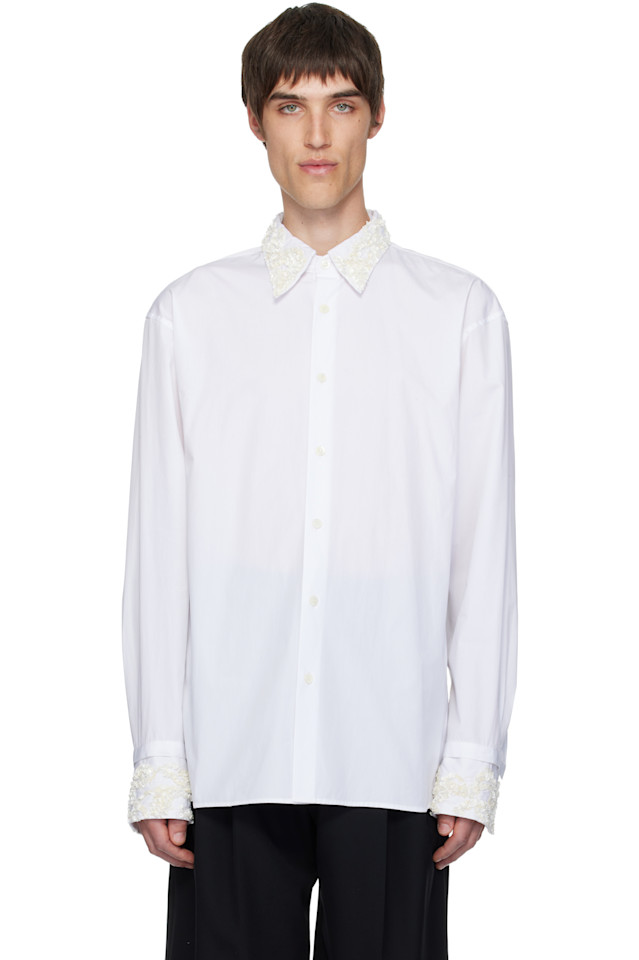 

Рубашка с пайетками Dries Van Noten, белый