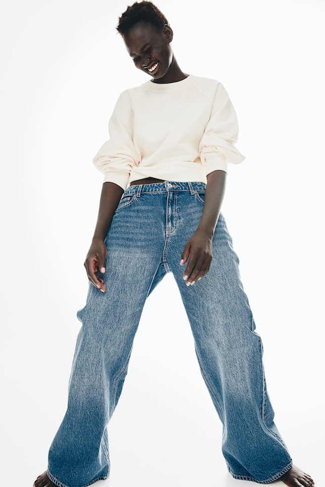 

Хлопковая толстовка с эффектом потертости H&M, бежевый