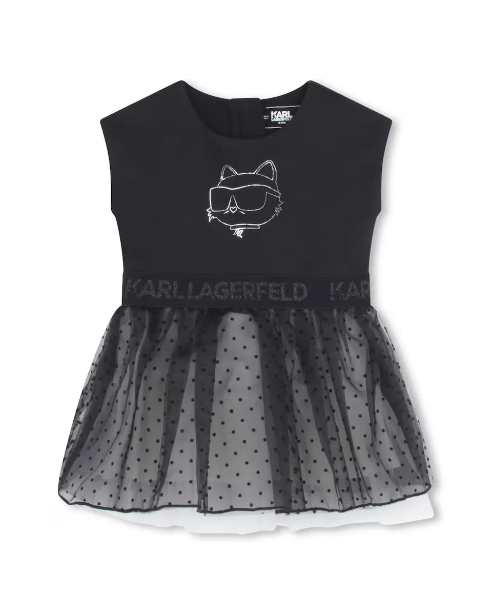 

Платье для девочки в сочетании с тюлевой юбкой Karl Lagerfeld Kids, черный