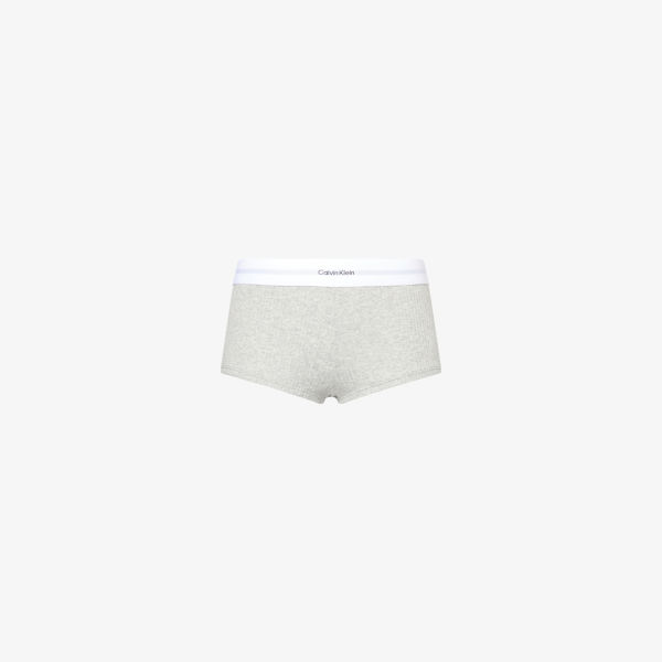 

Женские трусы-шорты из ребристой ткани с добавлением модала и хлопка Calvin Klein, серый