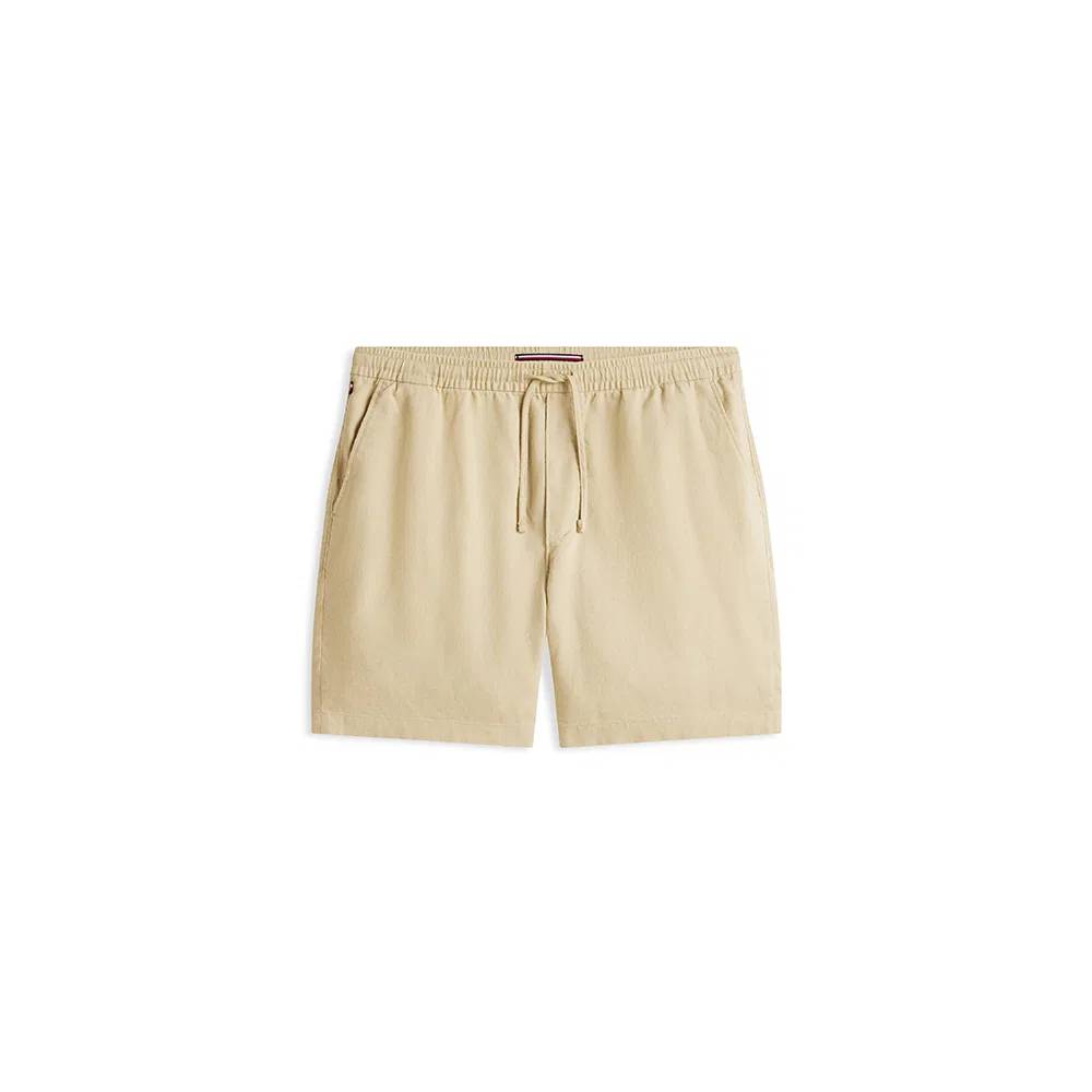 Мужские шорты Dover Fit из смесового льна на резинке бежевые от Tommy Hilfiger — фото 2