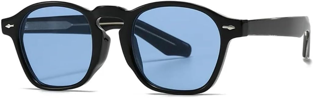 

Солнцезащитные очки для мужчин и женщин - защита UV400 - круглые линзы желто-синего цвета с заклепками, для занятий спортом на открытом воздухе и вождения LXLHWN, Tyj525-1