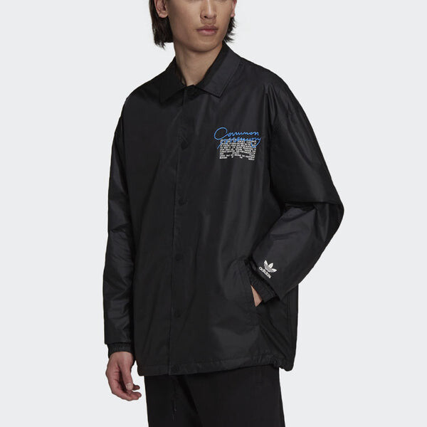 Куртка Men's adidas originals C.M.P.COACH JKT Solid Color Lapel Sports Jacket Black, черный — фото 3