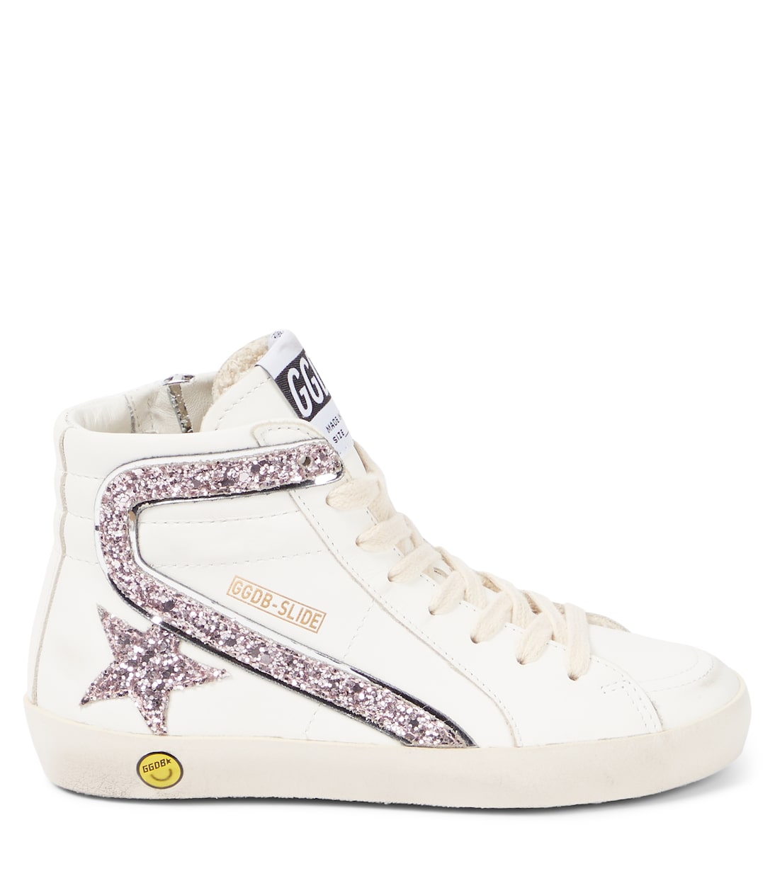 Блестящие кожаные кроссовки Golden Goose Kids, White/Pink/Silver — фото 4
