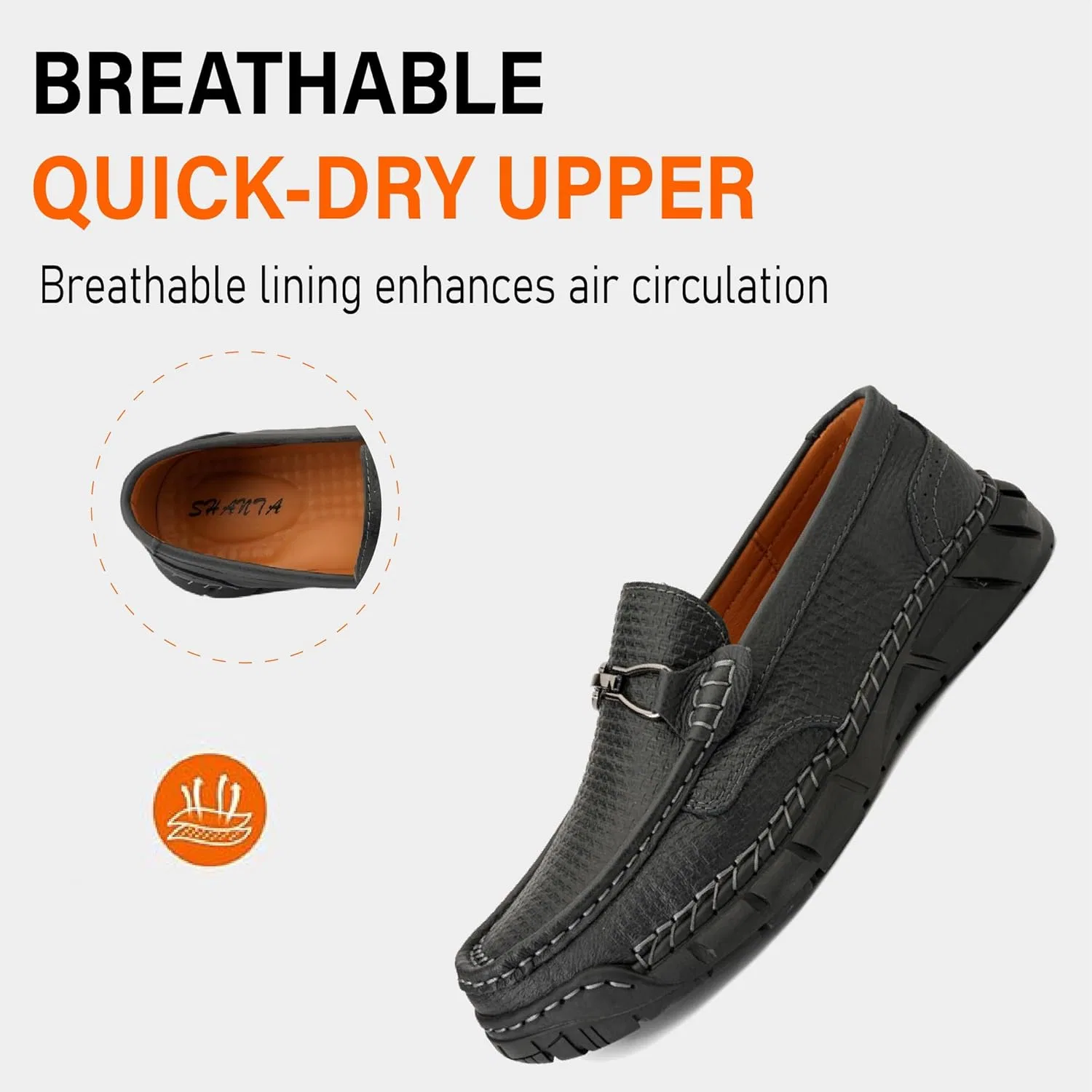 Лоферы кожаные Vintage Men's Genuine Leather Loafers, черный Asifn — фото 4