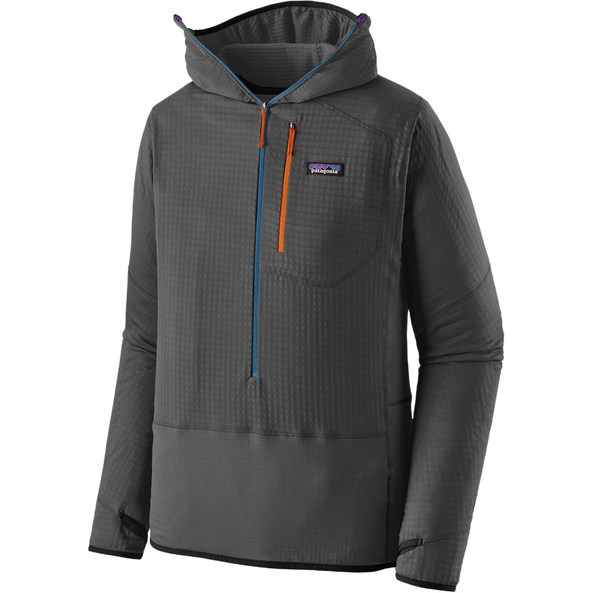 

R1 1/2 Zip флисовая толстовка с капюшоном мужская Patagonia, сине-серый