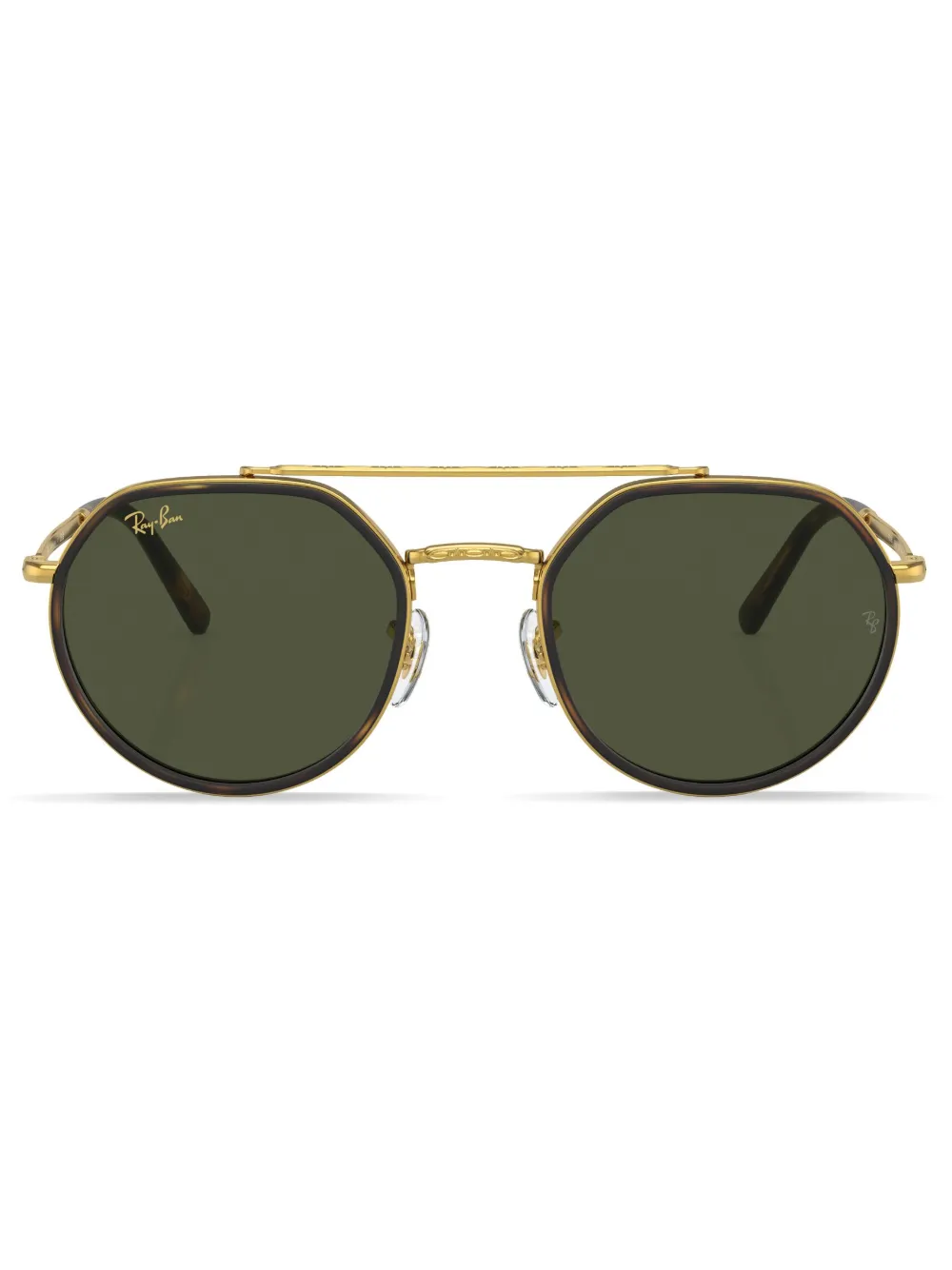 

Солнцезащитные очки в круглой оправе с логотипом Ray-Ban, золотой