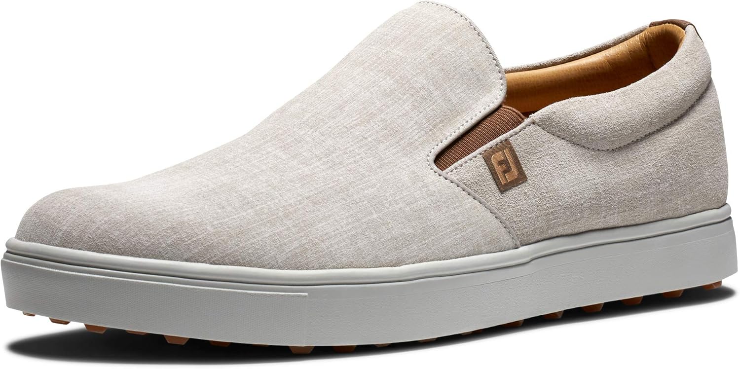 Мужские слипоны для гольфа FootJoy Men's Club Casuals, белый/серебристый