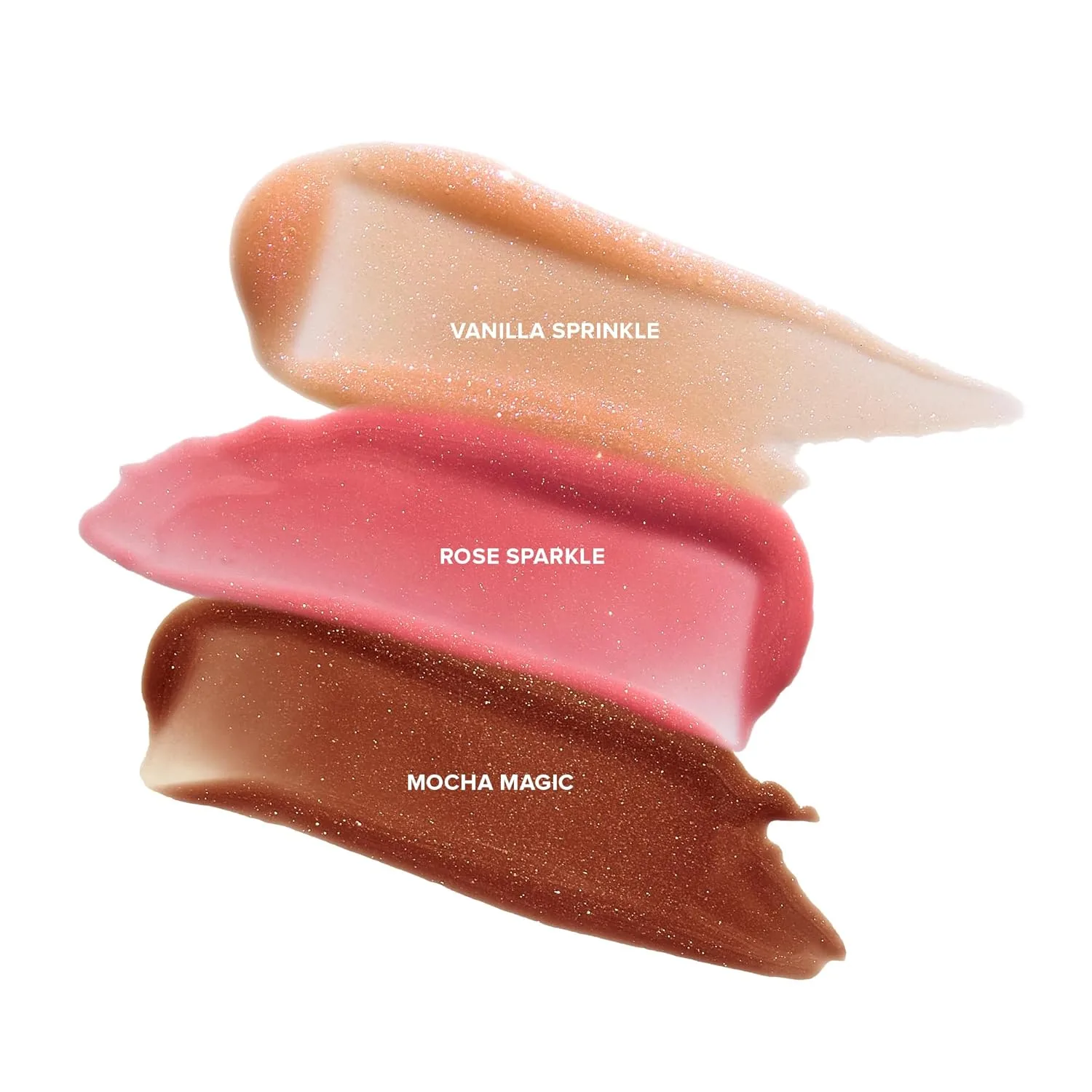 Nudestix Hydrating Peptide Lip Butter - блестящий бальзам для губ с авокадо, маслом ши и 2% пептидами для увлажнения и объема, Vanilla Sprinkle, Rose Sparkle, Mocha Magic — фото 3