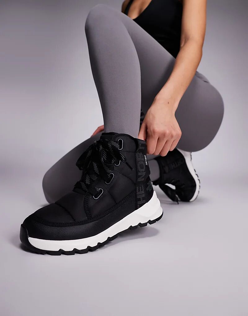 Роскошные водонепроницаемые ботинки North Face Thermoball™ со шнуровкой в ​​черном/асфальто-сером цвете