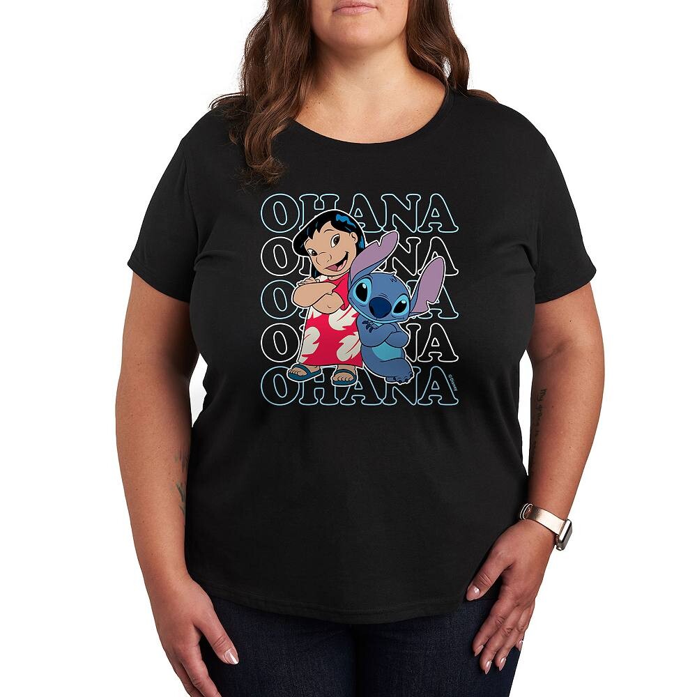 

Футболка Disney's Lilo & Stitch Plus Ohana с повторяющимся рисунком, черный