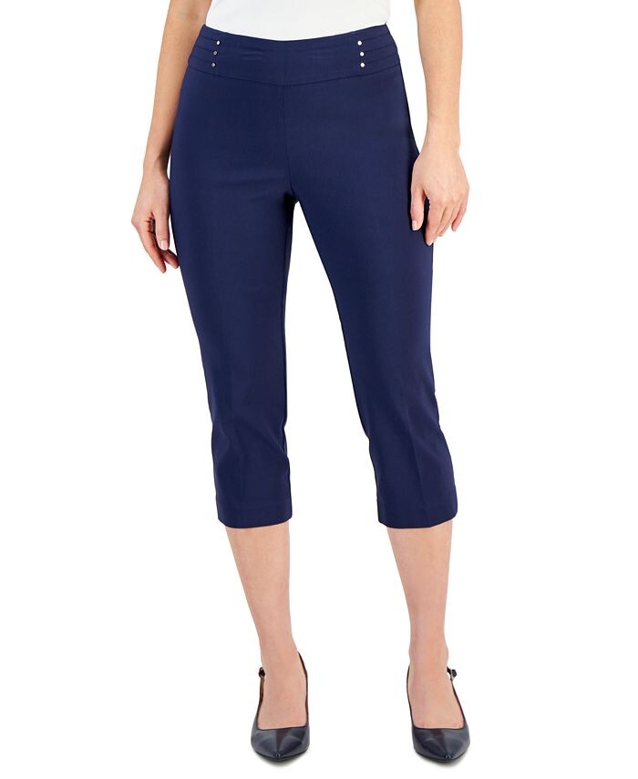 

Миниатюрные капри с заклепками JM Collection, цвет Intrepid Blue