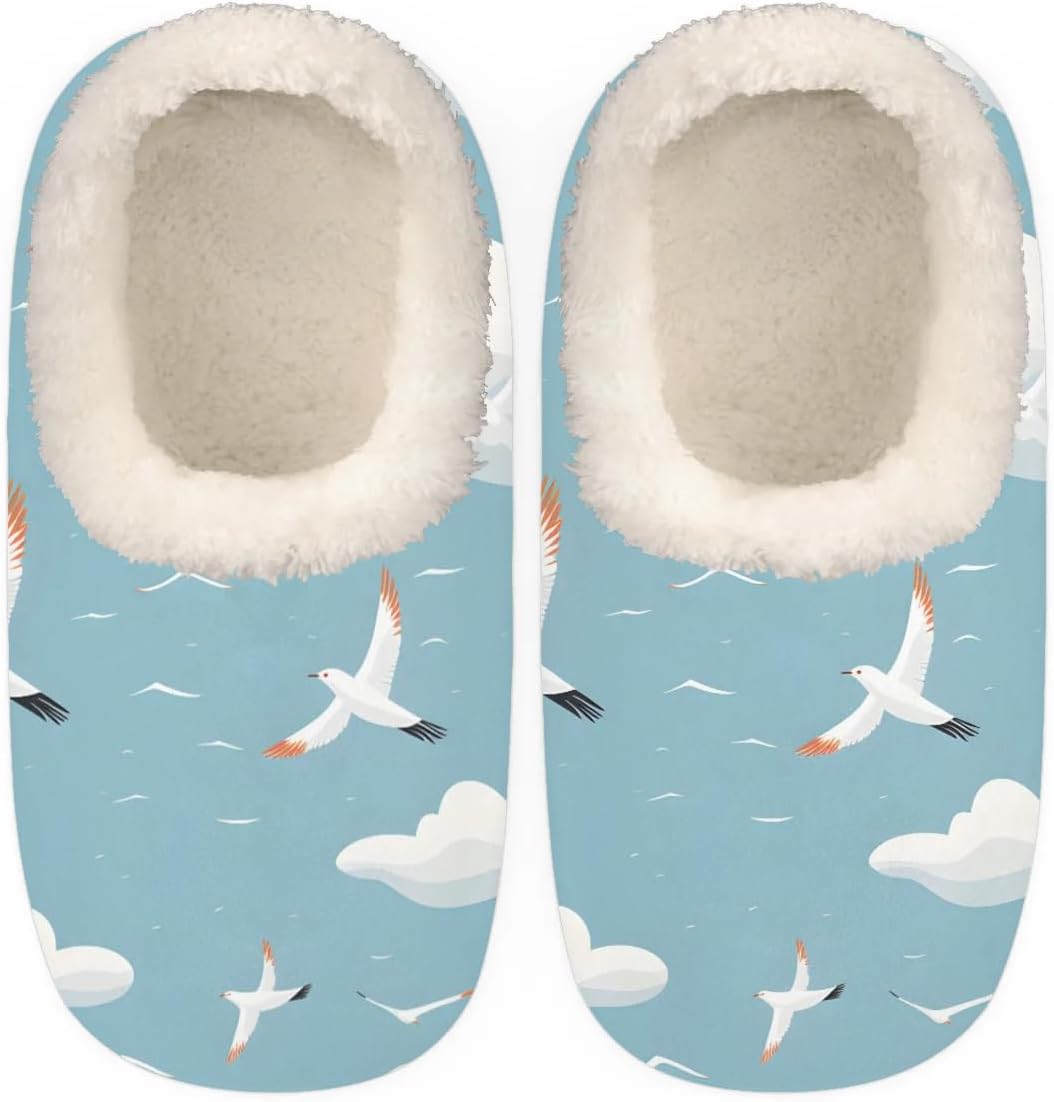 

Тапочки QsirBC Seagulls Clouds для женщин и мужчин, мягкие с эффектом памяти, с противоскользящей подошвой, для дома и улицы, уютные, пушистые и теплые, Seagulls Clouds Xxl