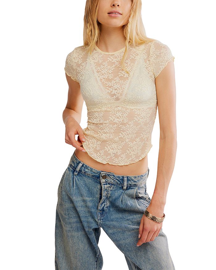 

Футболка Ready To Go с кружевом Free People, желтый