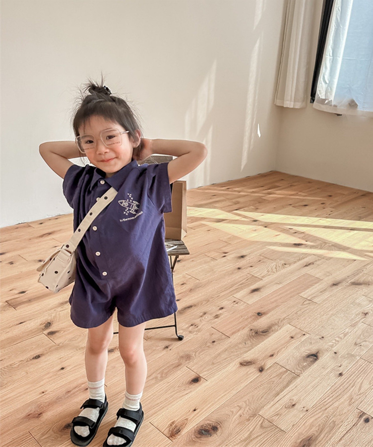 Корейский детский комбинезон с космической вышивкой Aimoha Kids, blue — фото 4