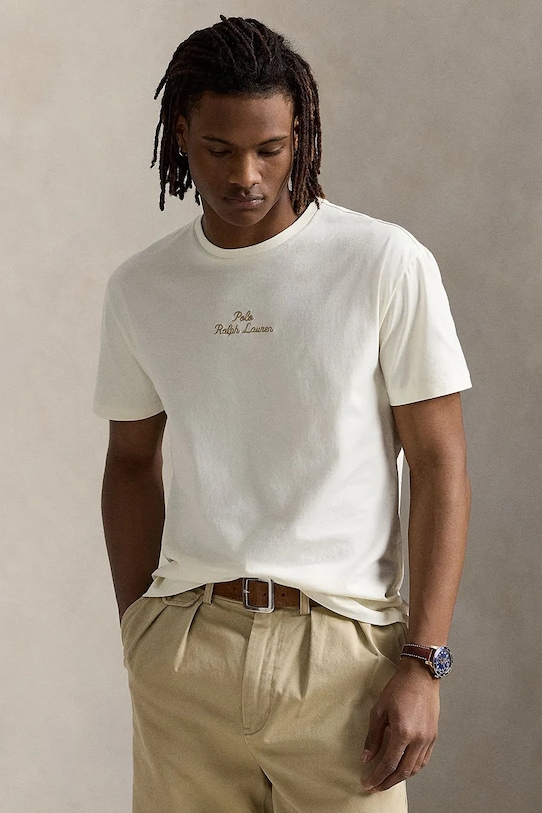 

Хлопковая футболка Polo Ralph Lauren, бежевый