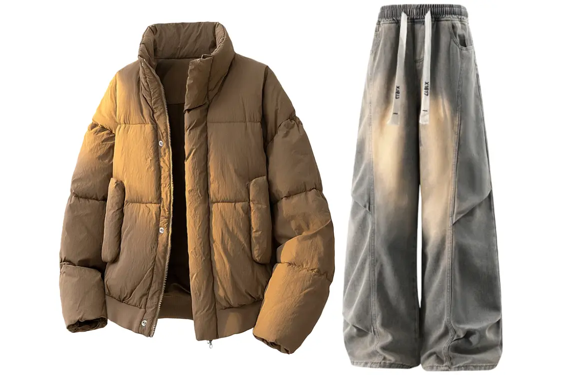 

Повседневная спортивная одежда унисекс стойка утепленная и флисовая подкладка X1617, коричневый cotton jacket+pants желтый mud fleece-lined