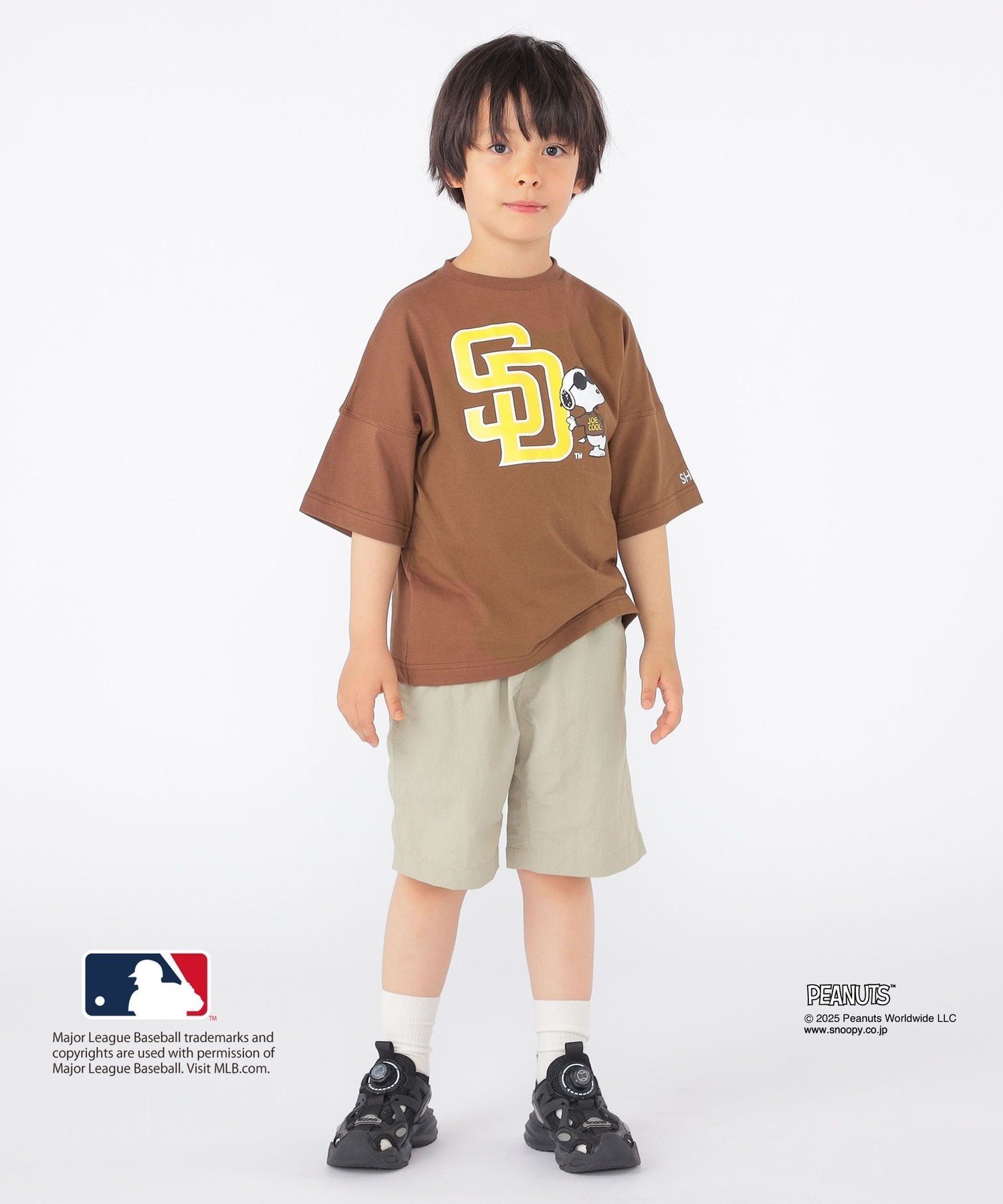 Детская футболка с принтом PEANUTS*MLB (100~125 см) SHIPS KIDS, Brown — фото 4