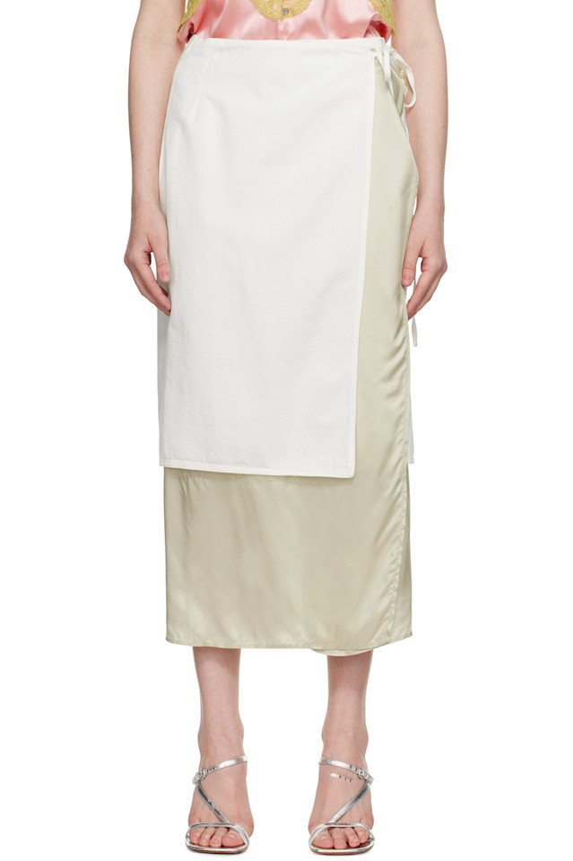 

Юбка миди из денима с запахом Dries Van Noten, цвет off-white
